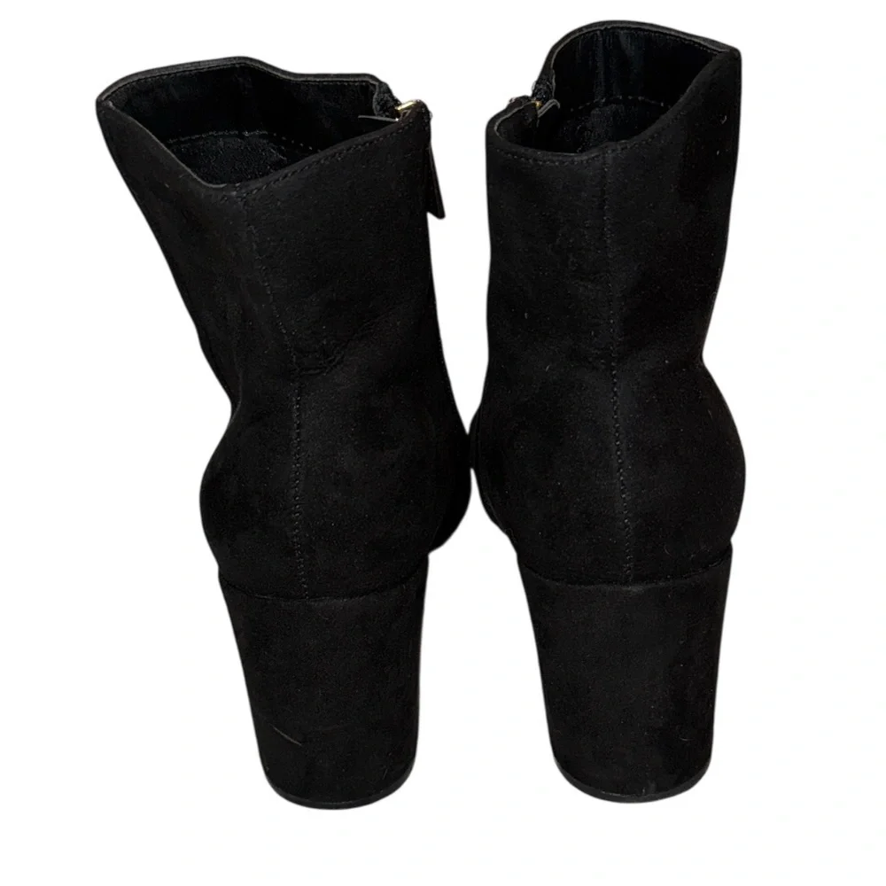 🔵 Fashion Nova Black Suede Block Heel Ankle Booties Size 9